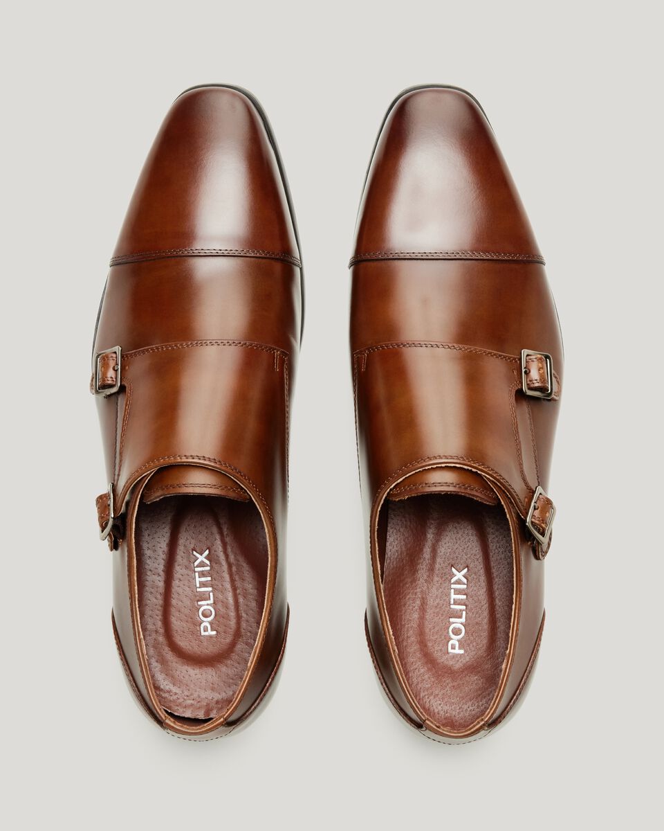 Double Monk Strap Leather Dress Shoe